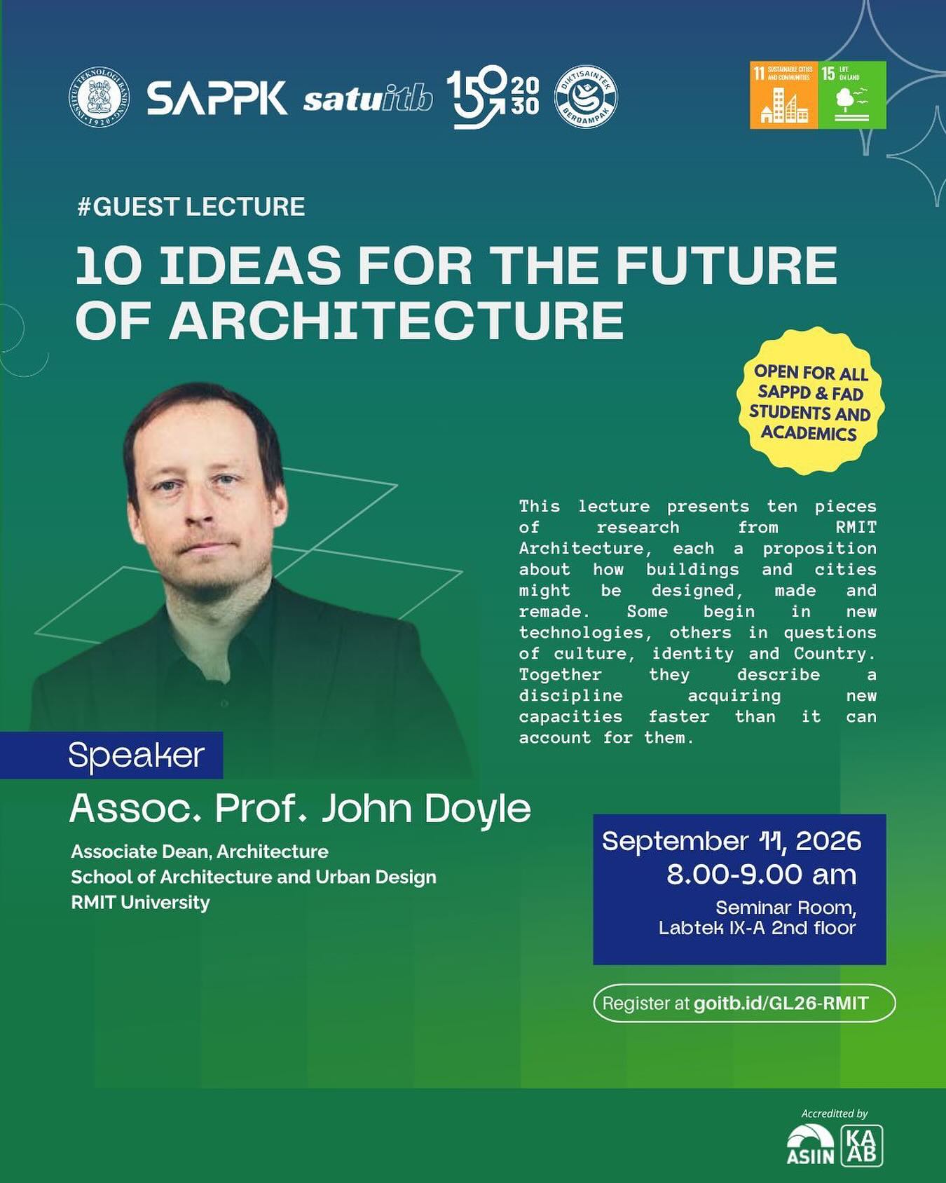 Guest Lecture SAPPK ITB x RMIT University: 10 Ideas for the Future of Architecture