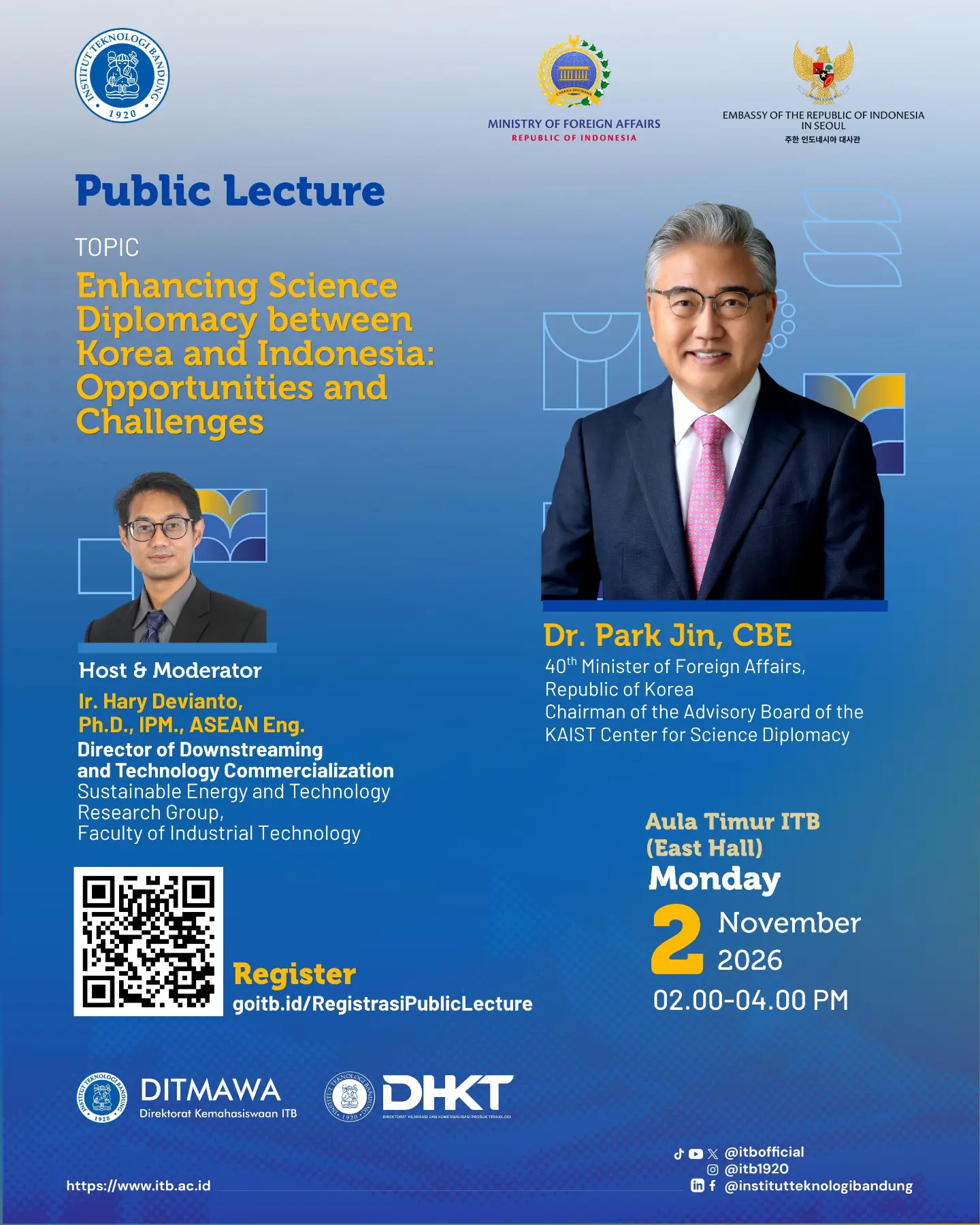 Public Lecture "Enhancing Science Diplomacy between Korea and Indonesia: Opportunities and Challenges