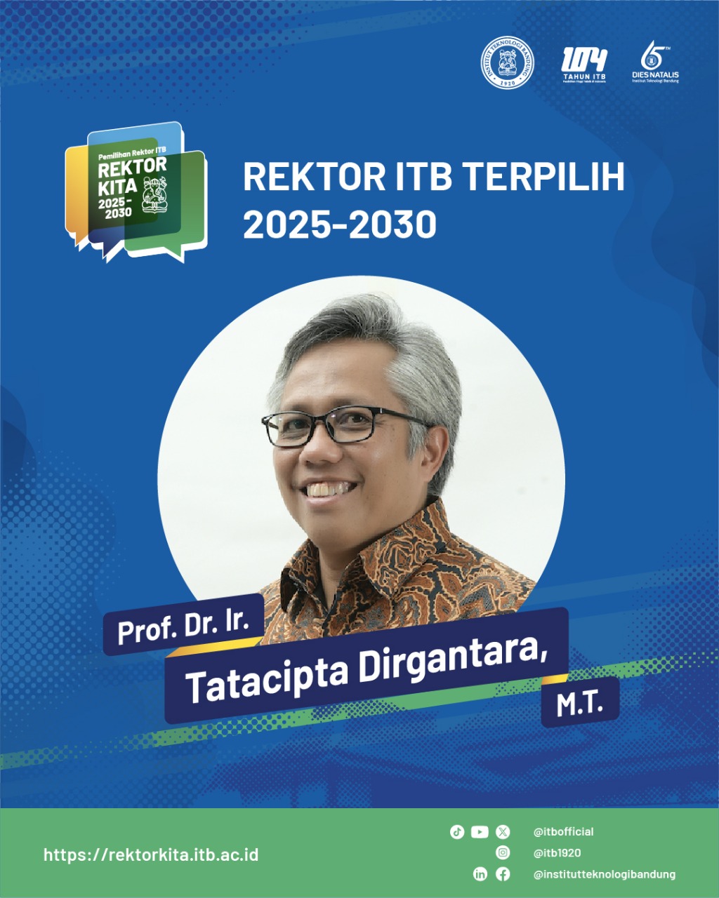 Prof. Tatacipta Dirgantara Terpilih Sebagai Rektor ITB 2025-2030 ...